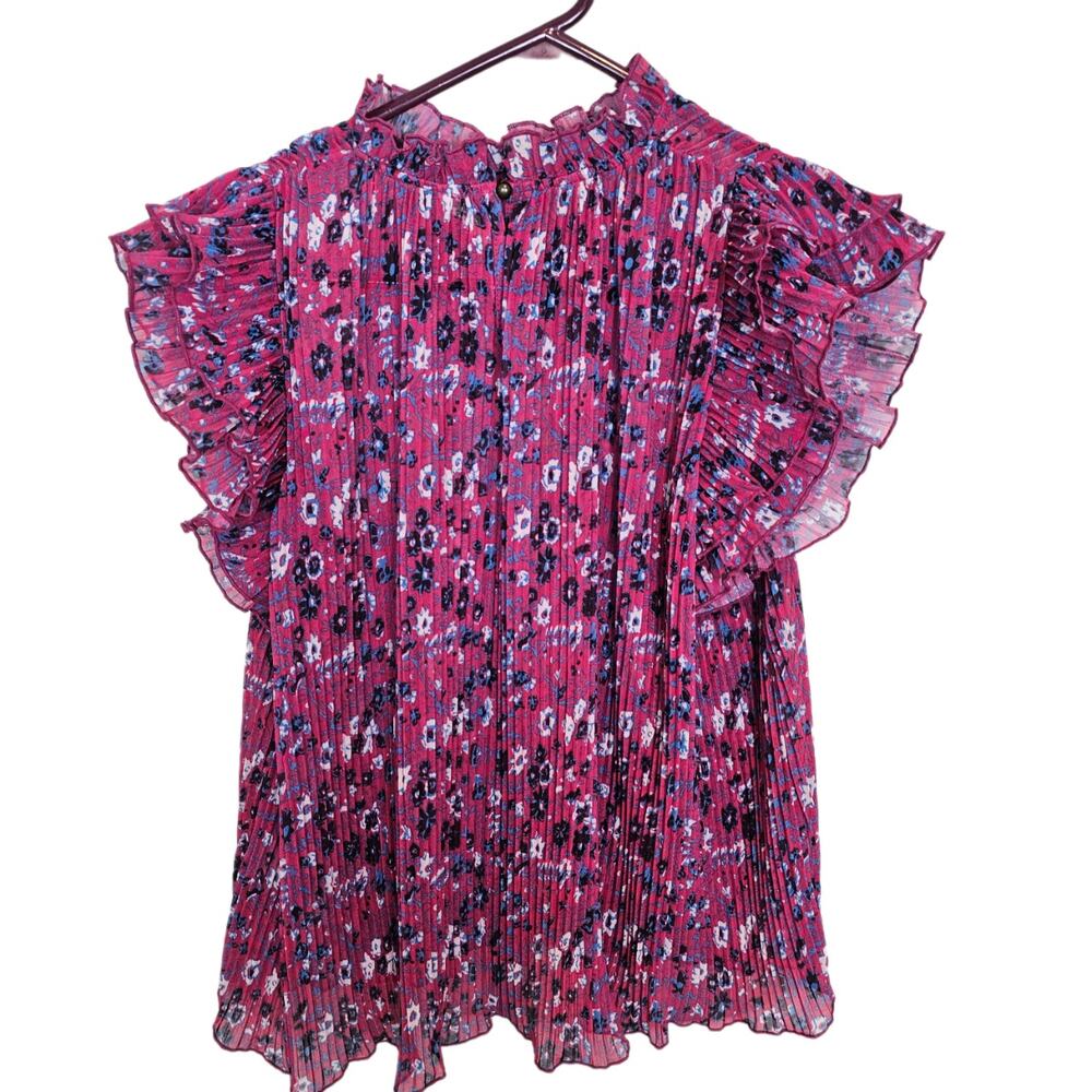 Anthropologie Womens Freida Floral Pleated Top Size S Boho Cottagecore Feminine - Picture 9 of 10